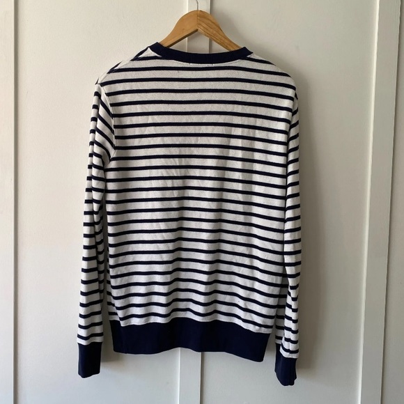Polo Ralph Lauren Sweatshirt Jumper Top Striped Navy Blue White Size Medium - Picture 6 of 8